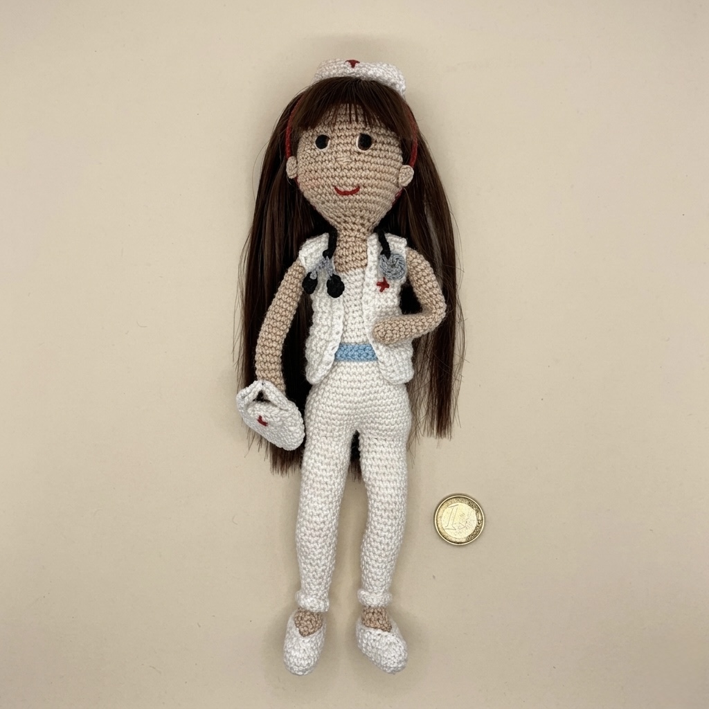 Muñeca enfermera de ganchillo