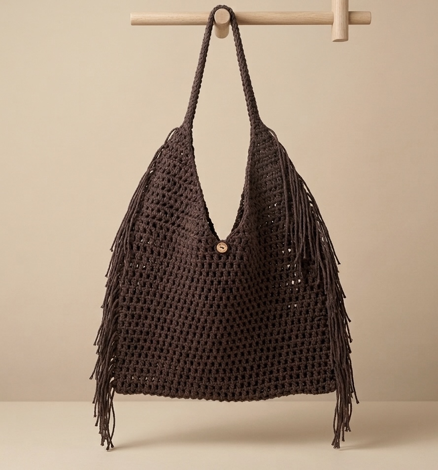 Bolso de crochet marrón