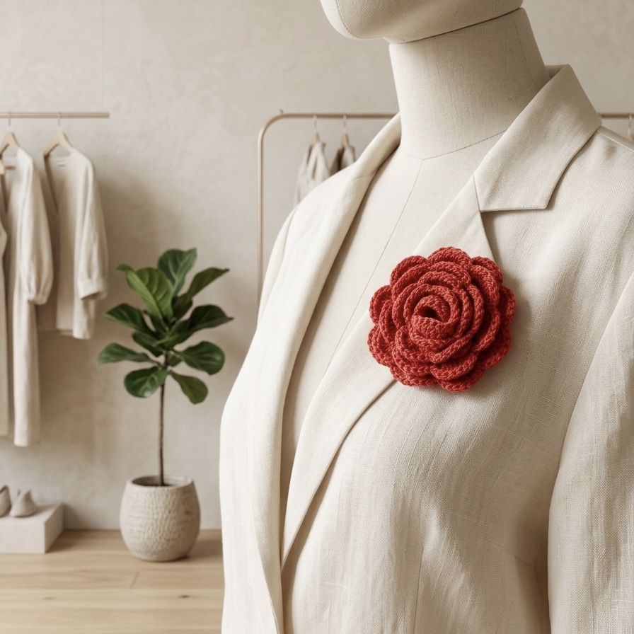 Broche flor de crochet