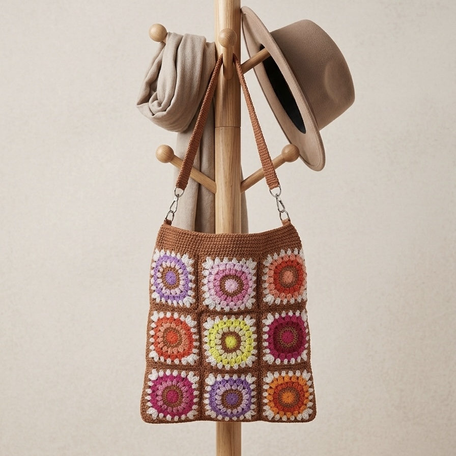 Bolso de crochet multicolor