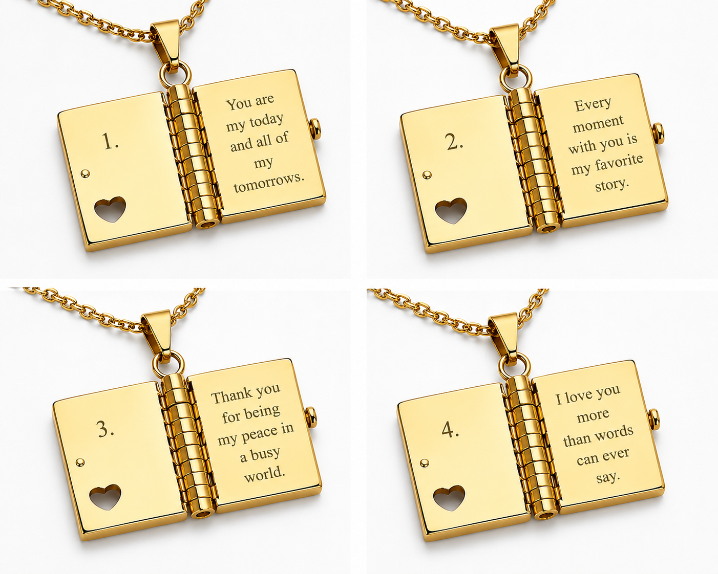 Gold Book Locket Necklace
