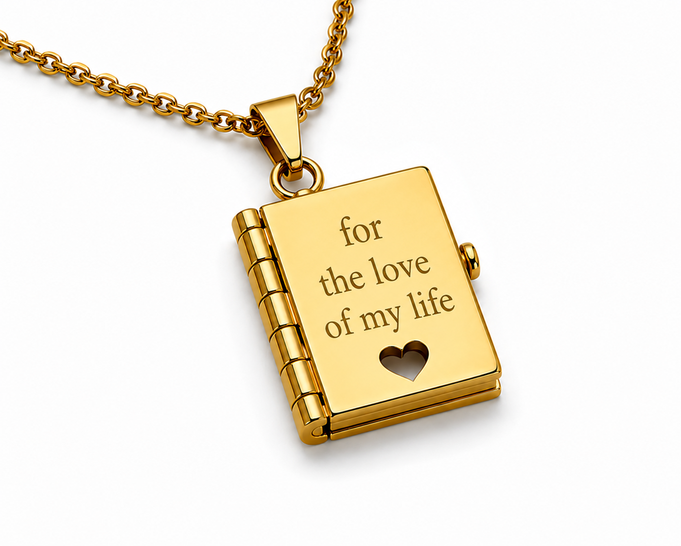 Gold Book Locket Necklace