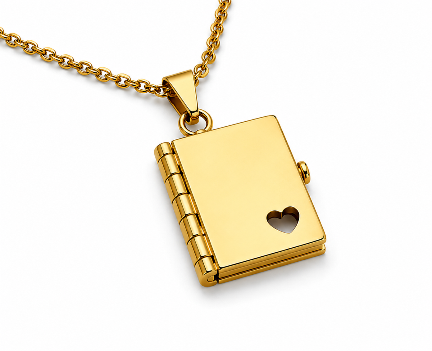 Gold Book Locket Necklace
