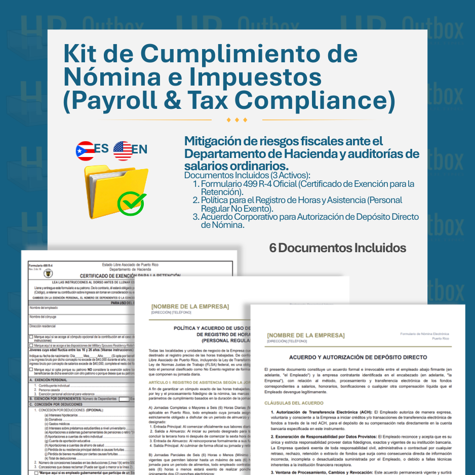 Plantilla: Kit de Cumplimiento de Nómina e Impuestos (Puerto Rico) - Editable en Word (Español/Inglés)