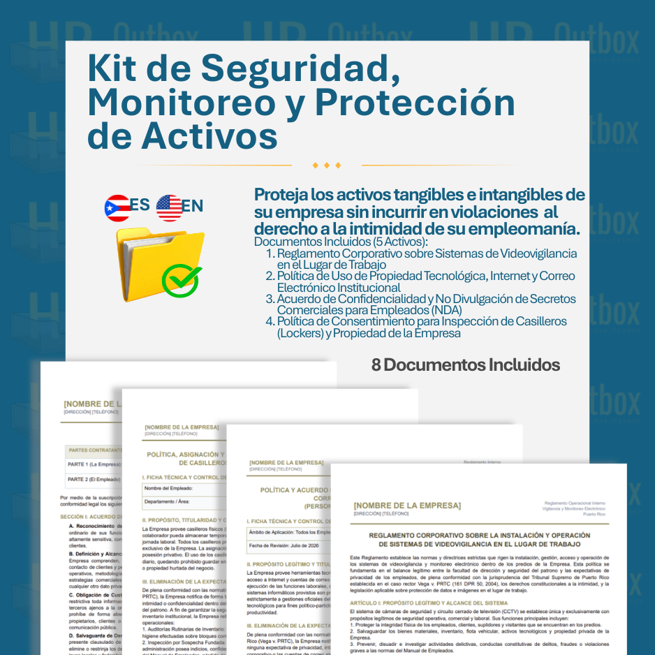 Plantilla: Kit de Seguridad, Monitoreo y Protección de Activos (Puerto Rico) - Editable en Word (Español/Inglés)