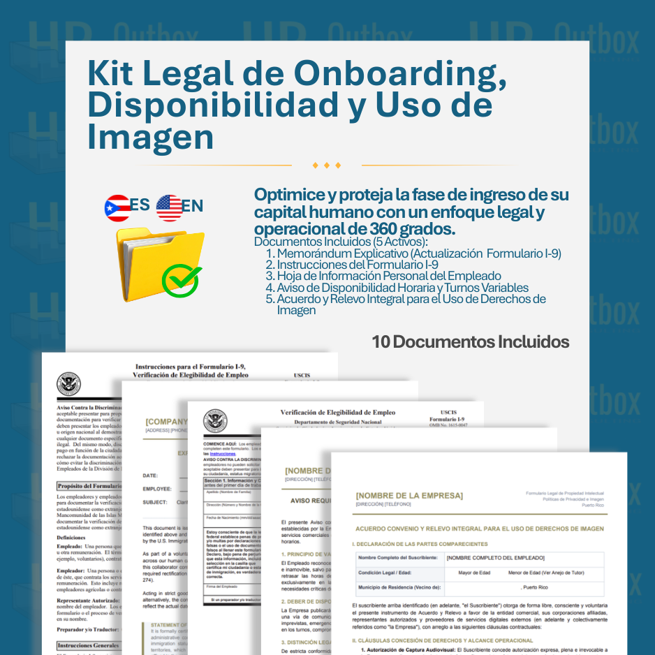 Plantilla: Kit Legal de Onboarding, Disponibilidad e Imagen Corporativa (Puerto Rico) - Editable en Word (Español/Inglés)