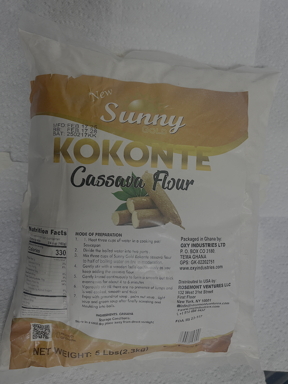 Sunny Gold Kokonte Cassava Flour