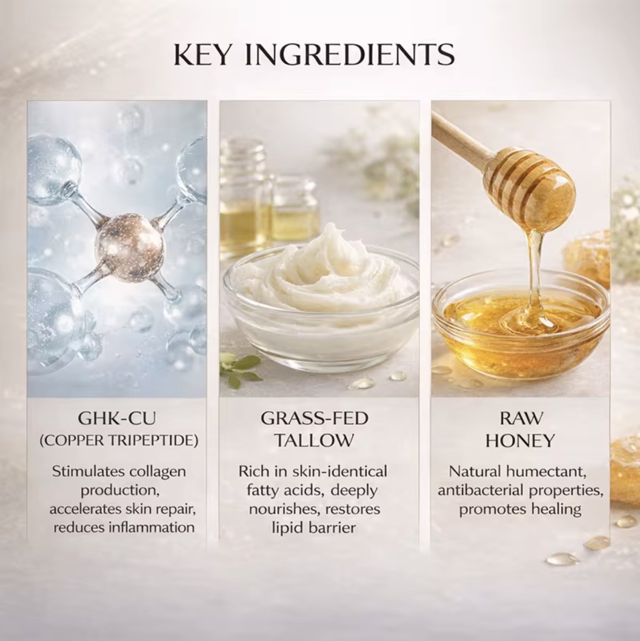 Topical Skincare- GHK-CU Whipped Beef Tallow Honey Balm
