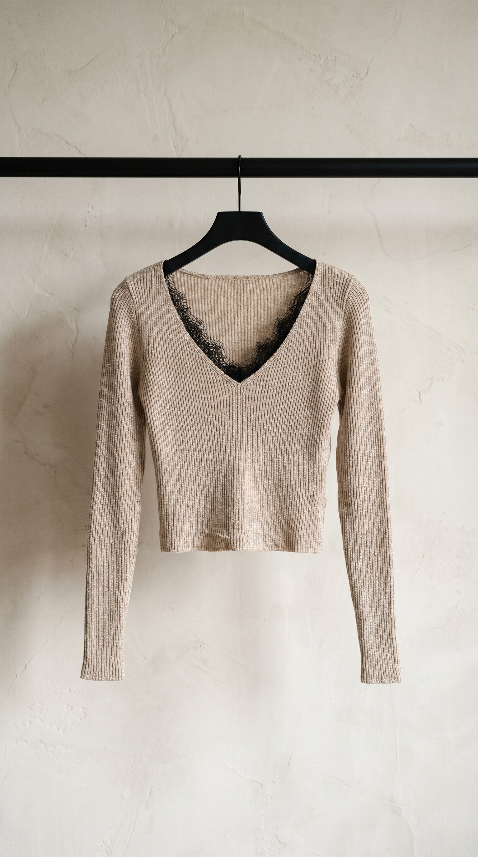 Sweater lentejuela con puntilla T.U