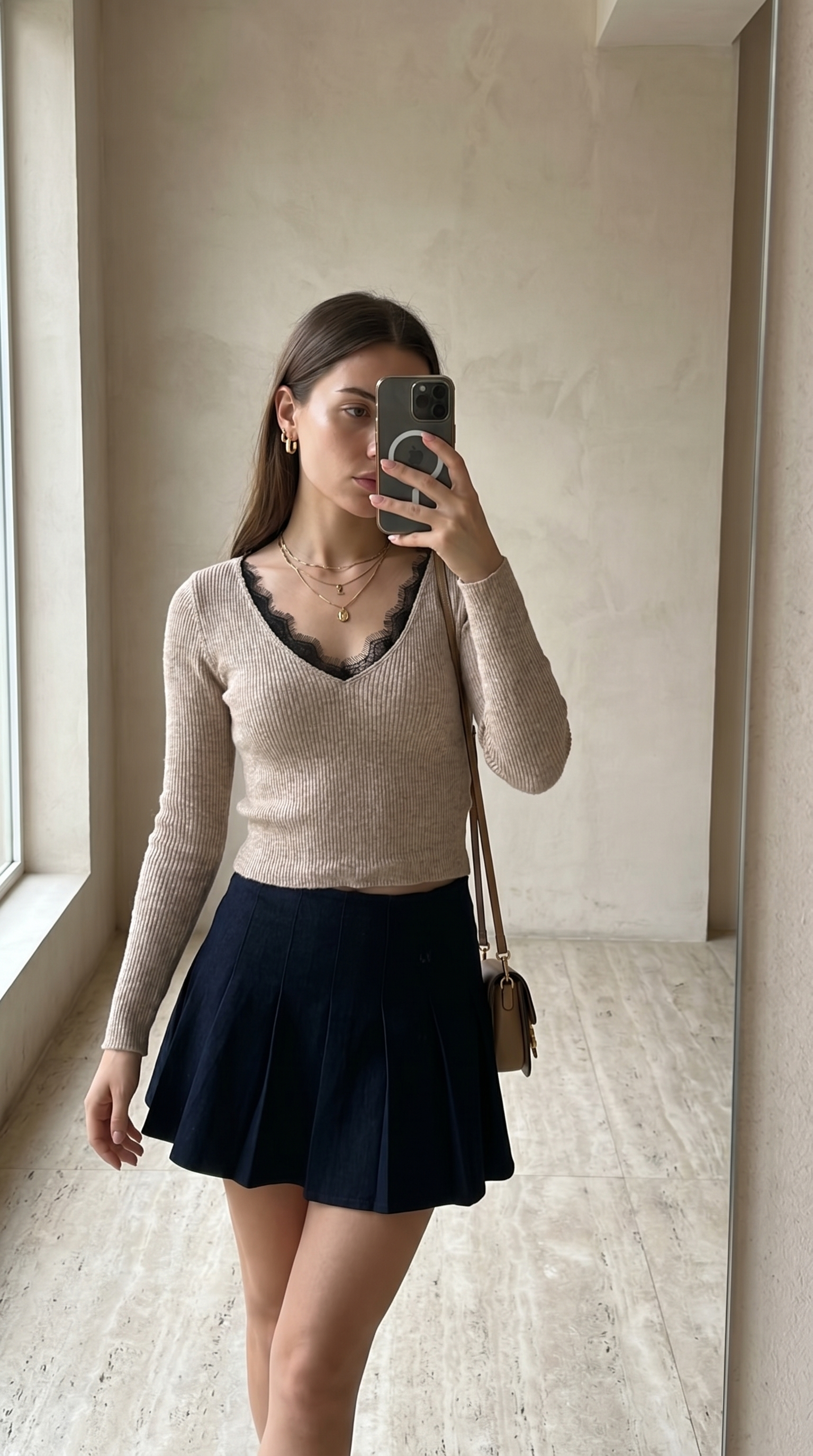 Sweater lentejuela con puntilla T.U