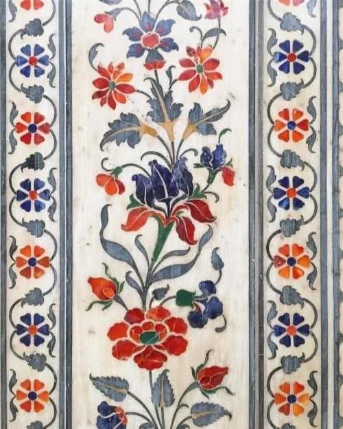 Handcrafted Floral Marble Inlay Panel