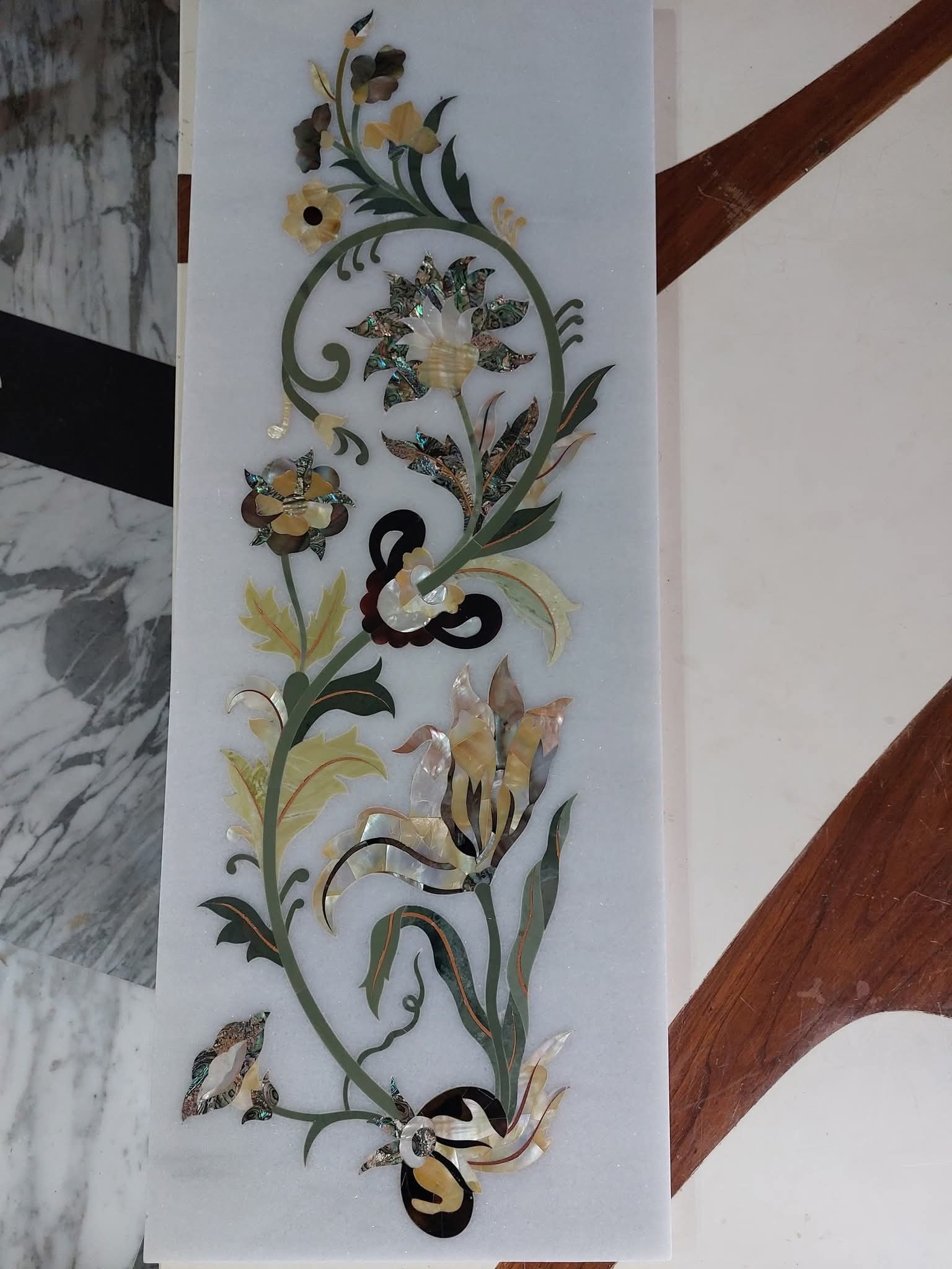 Marble Floral Inlay Panel