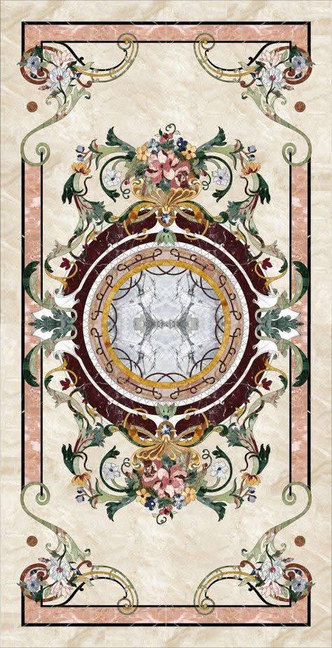 Luxurious Floral Marble Floor Tile