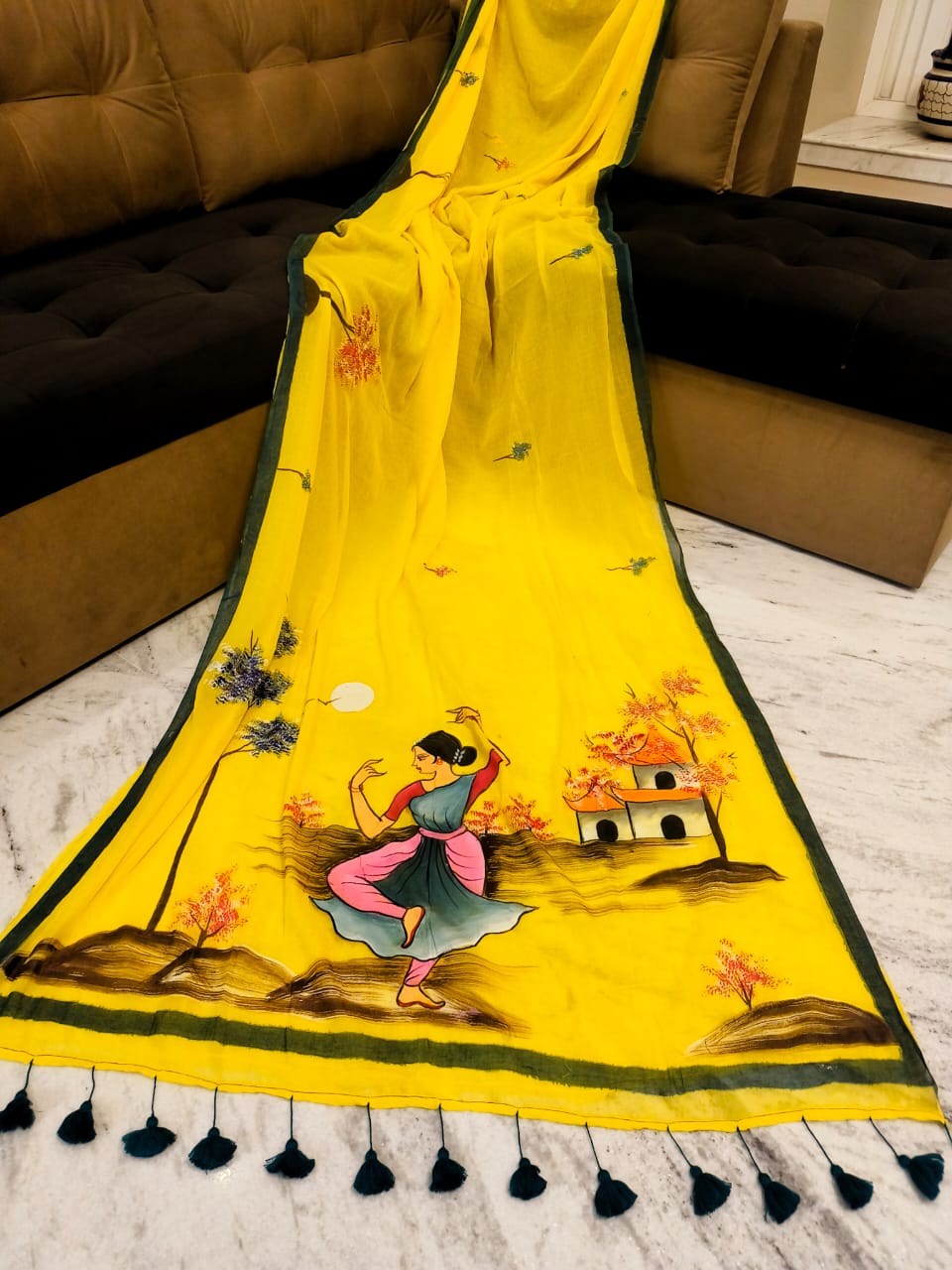 Mul cotton handprint Saree