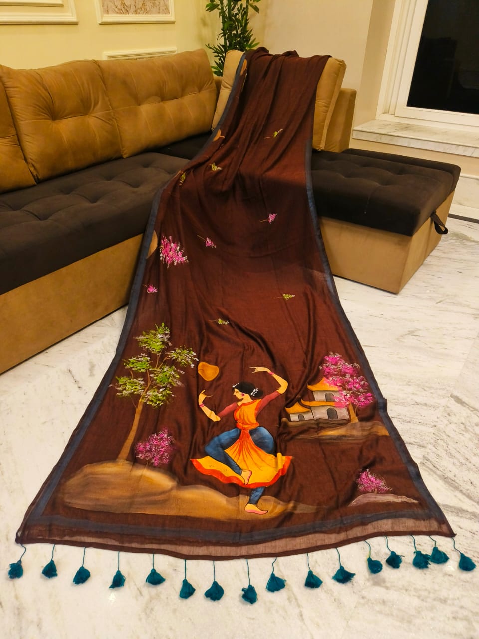 Mul cotton handprint Saree