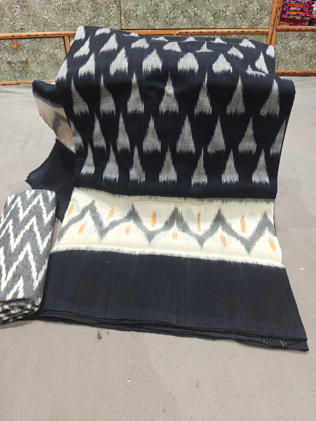 Black Ikkat Cotton Saree