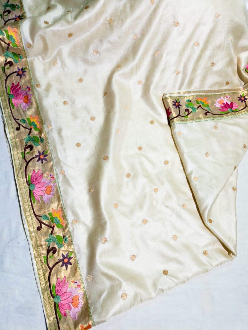  Embroidered Tussar Silk Saree