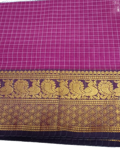 Mauve Gadwal Check Saree