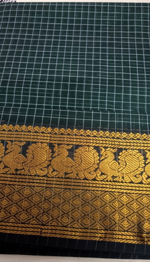 Bottle Green Checkered Gadwal