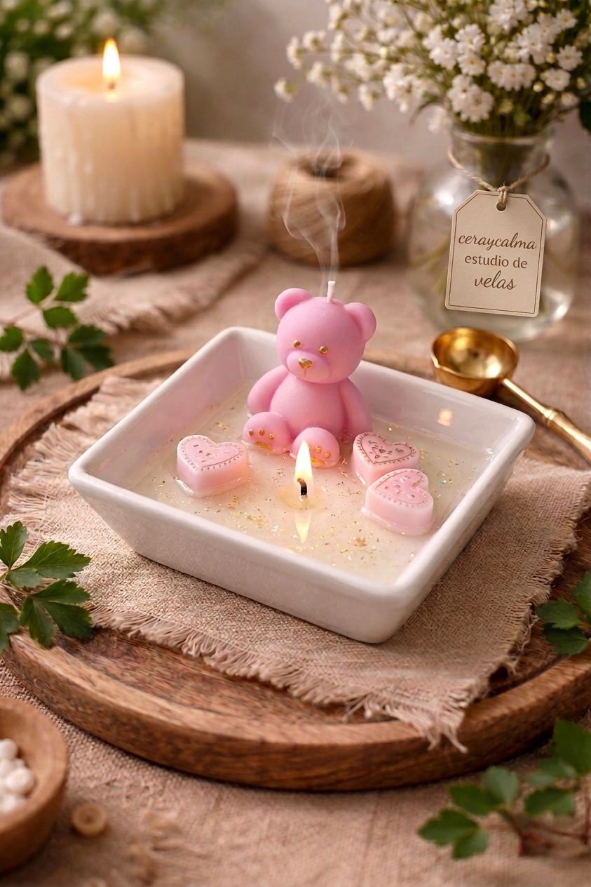Vela aromática osito rosa
