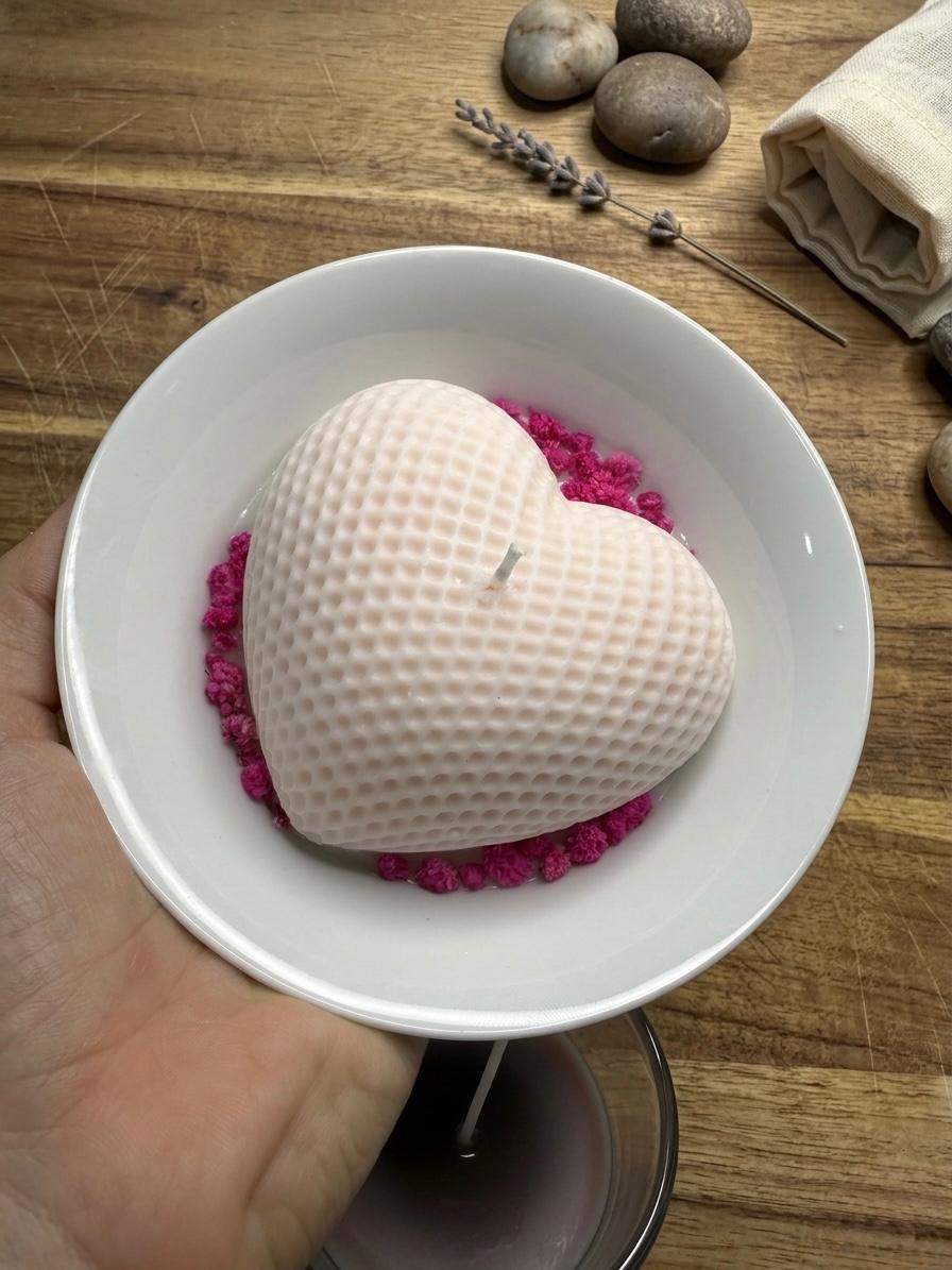 Vela decorativa en forma de corazón