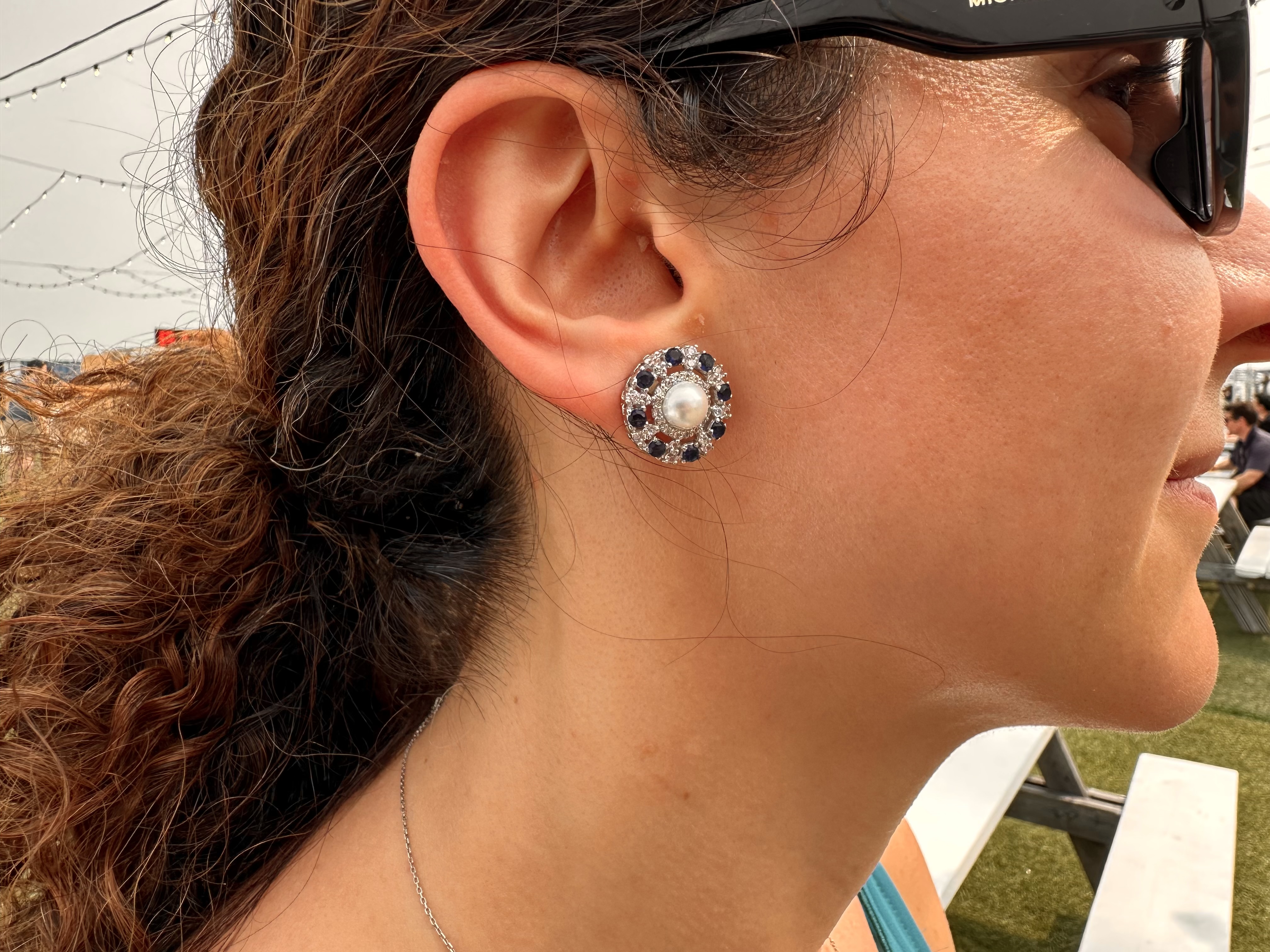 Celestial Pearl & Azure Studs