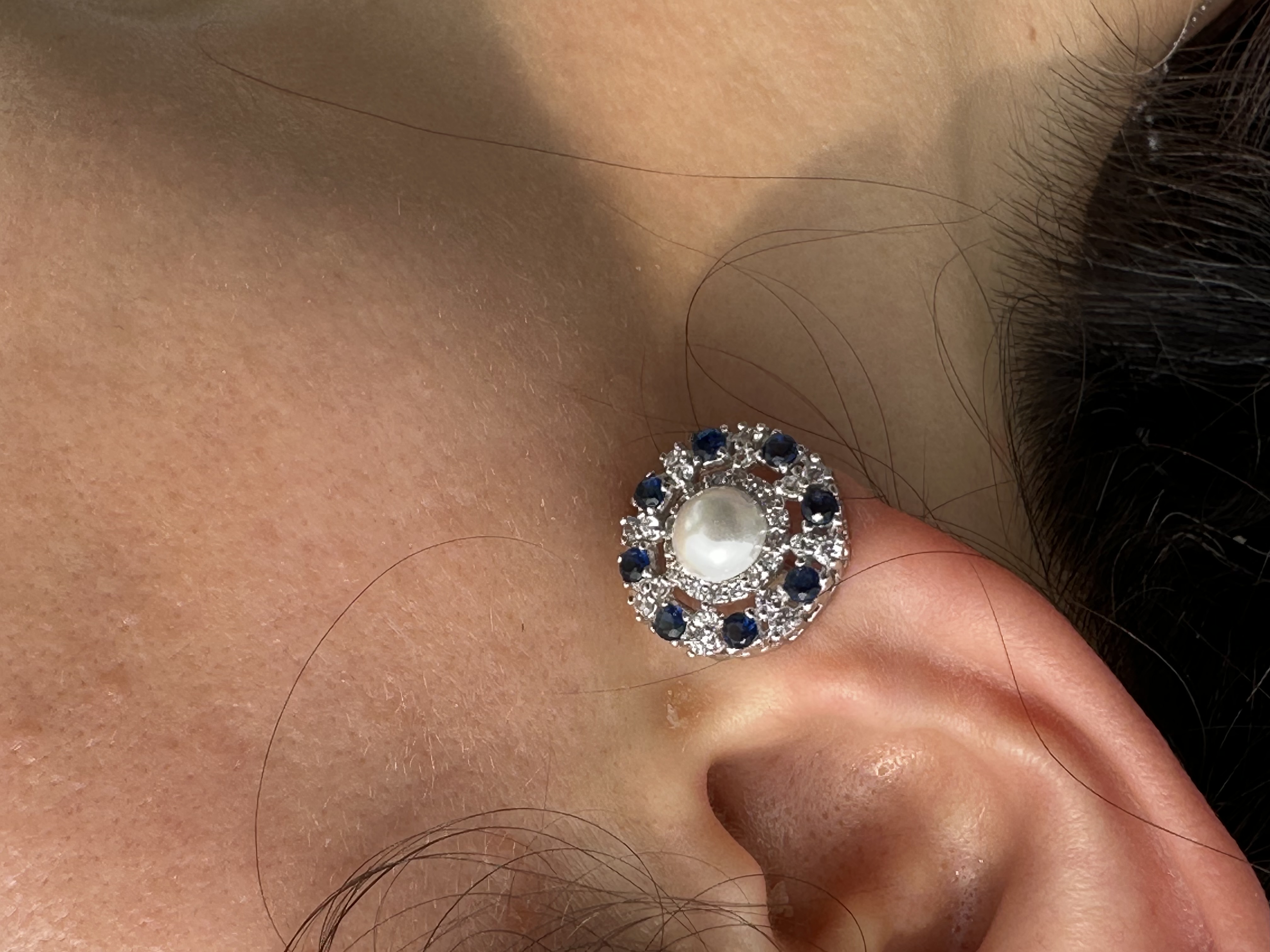 Celestial Pearl & Azure Studs