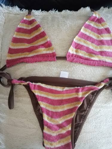 Biquíni Listrado Rosa e Amarelo