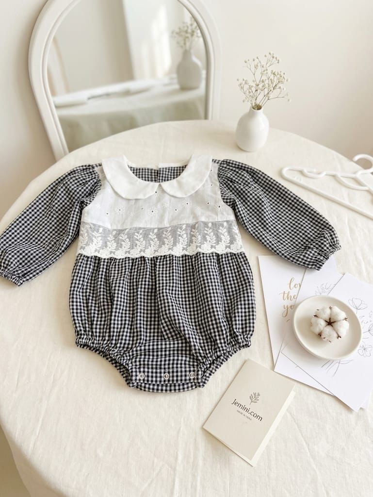 Gingham Baby Romper
