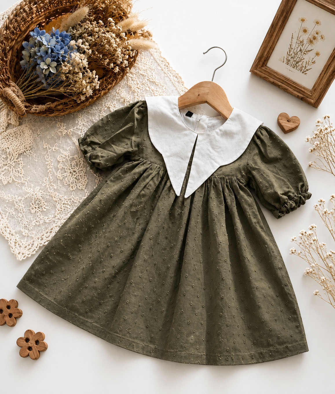 Olive Green Baby Dress