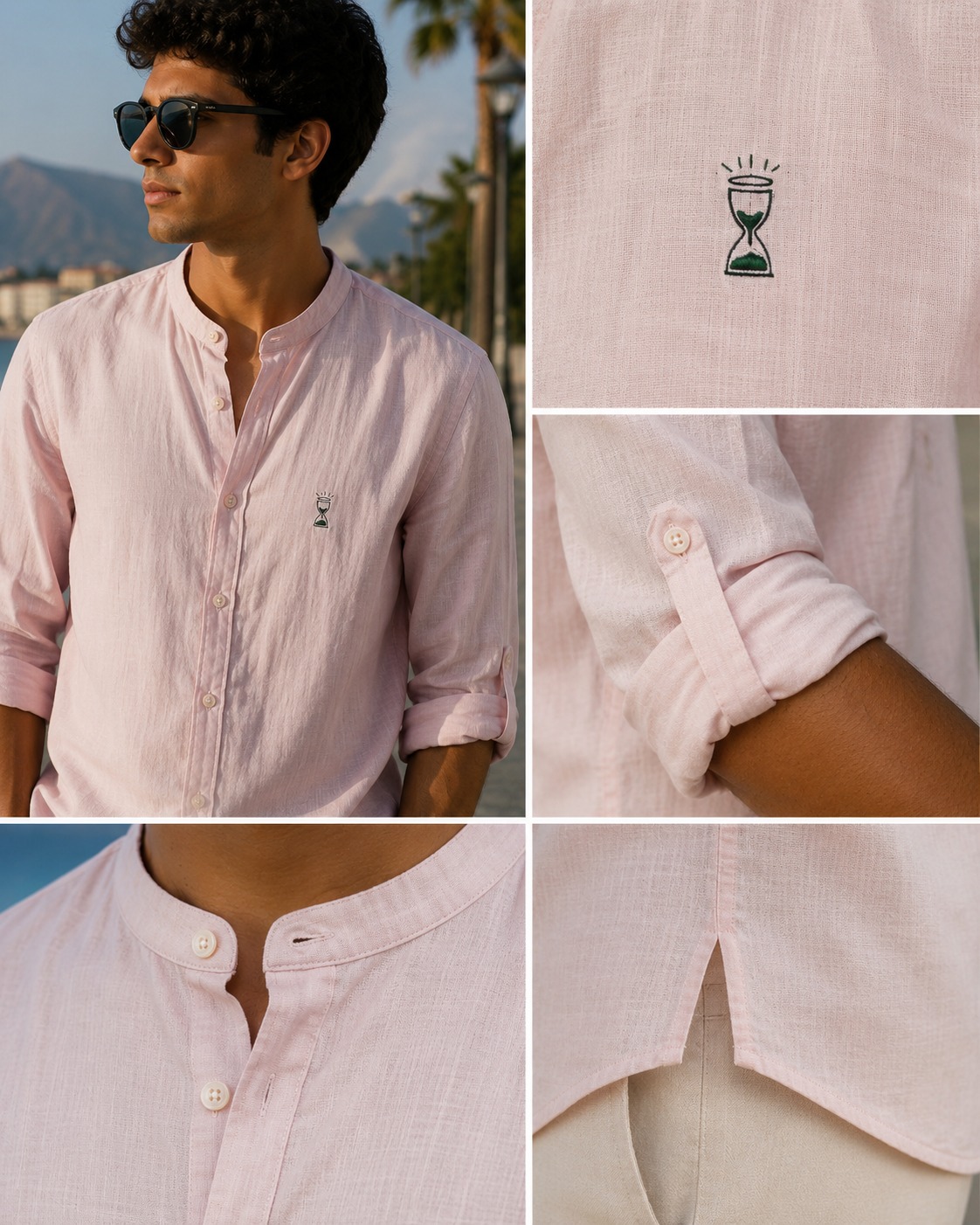 Camisa de lino Cuello Mao "La Pausa"