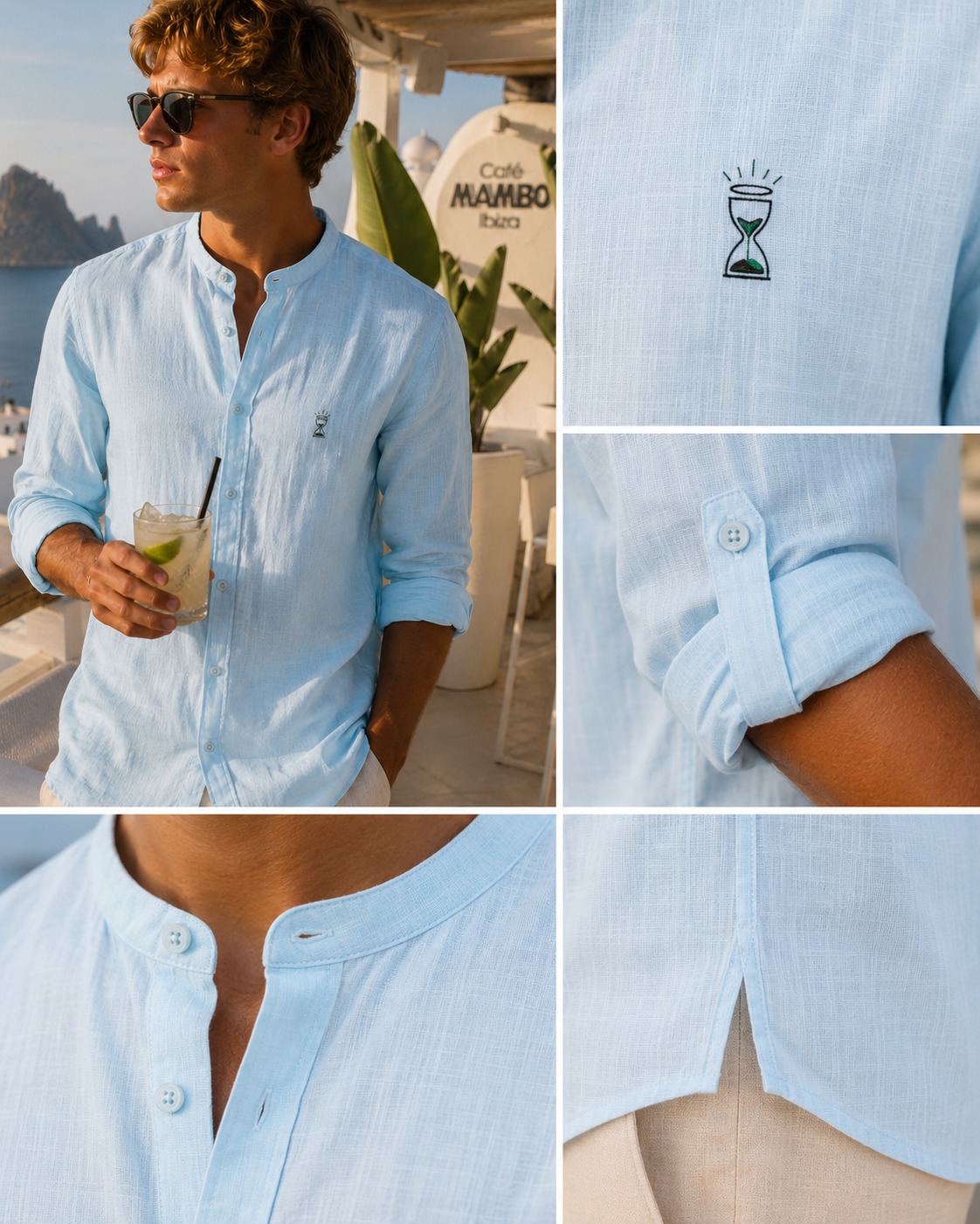 Camisa de lino Cuello Mao "La Pausa"