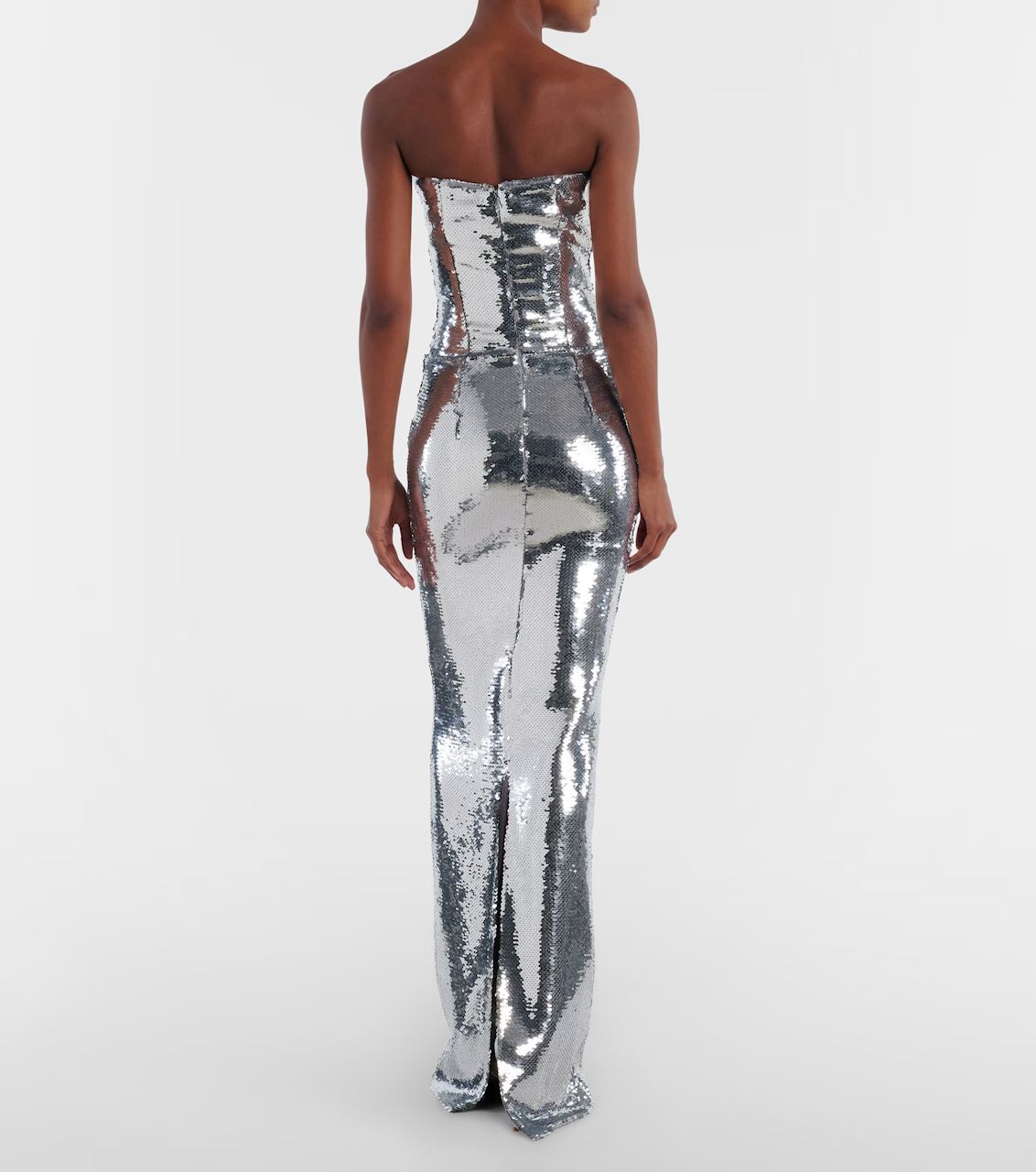 Sequin Silver Evening Gown