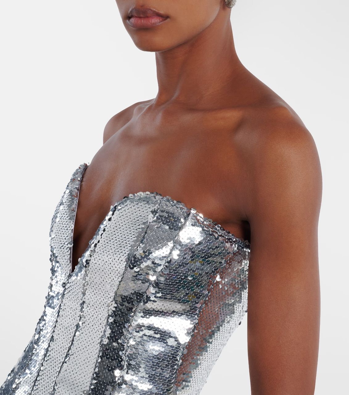 Sequin Silver Evening Gown