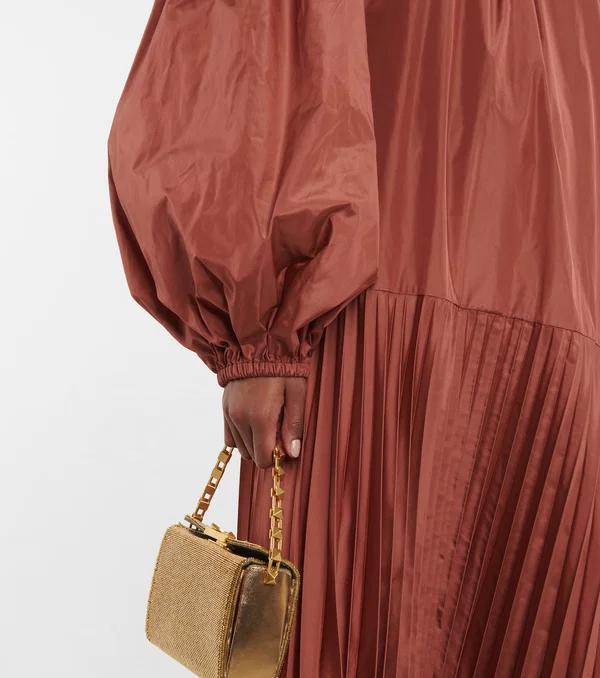 Bronze Pleated Midi Dress