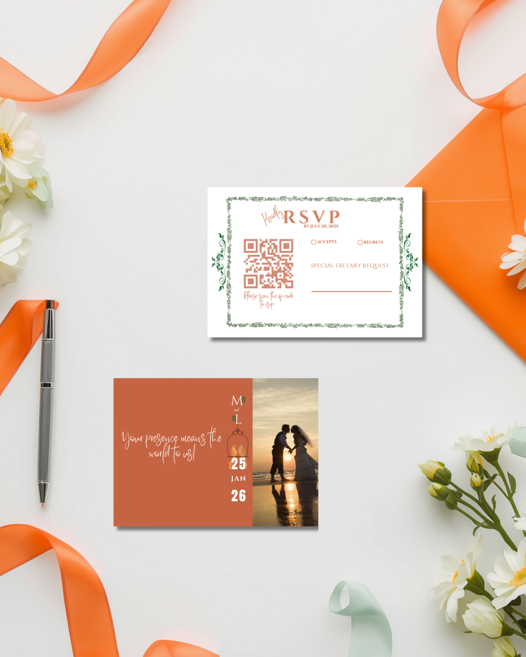 Terracotta Wedding Invitation Suite 
