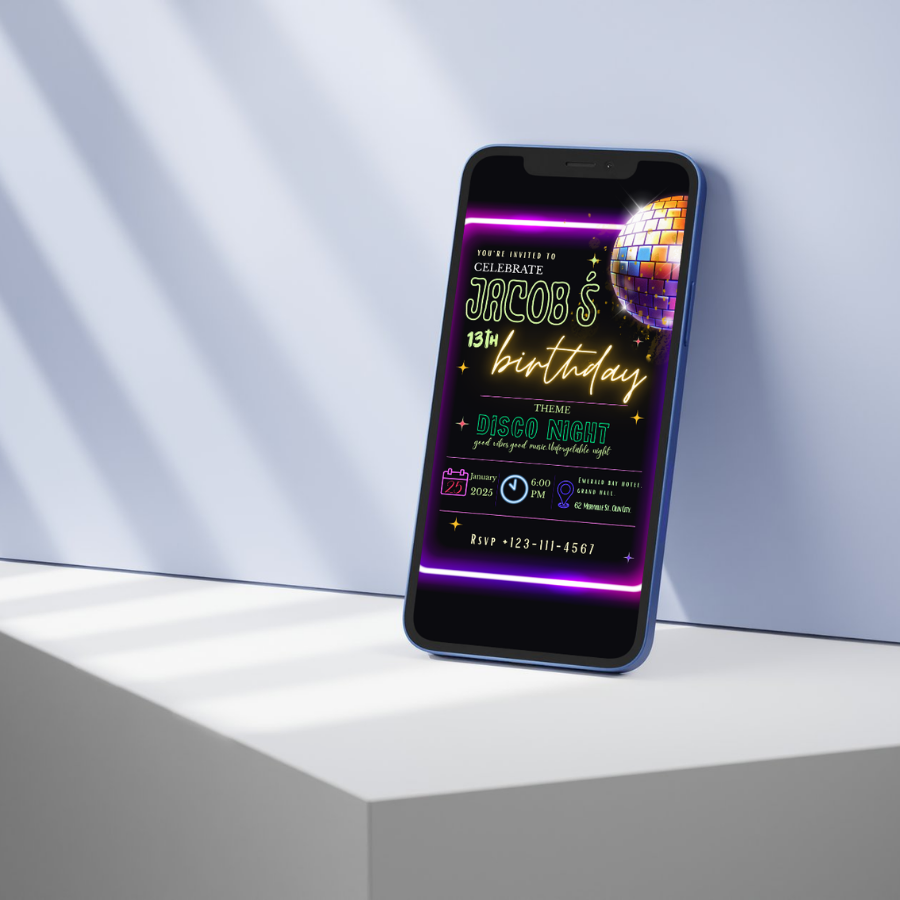 Digital Birthday Invitation - Disco Night