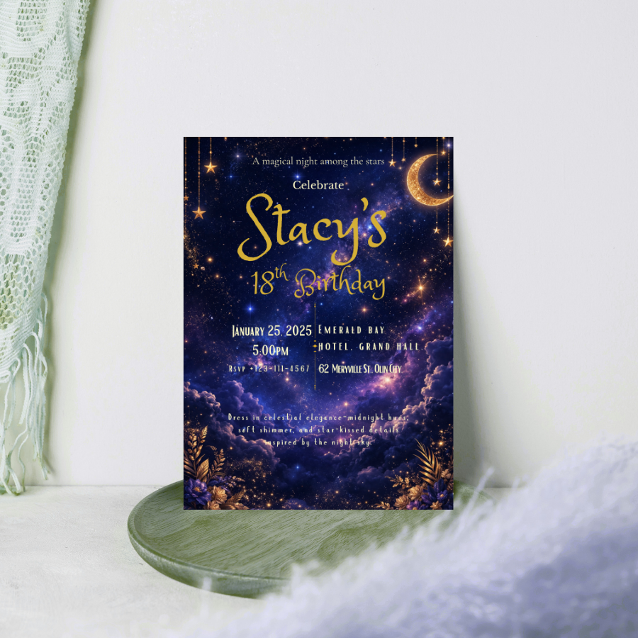 Starry Night Digital Birthday Invitation