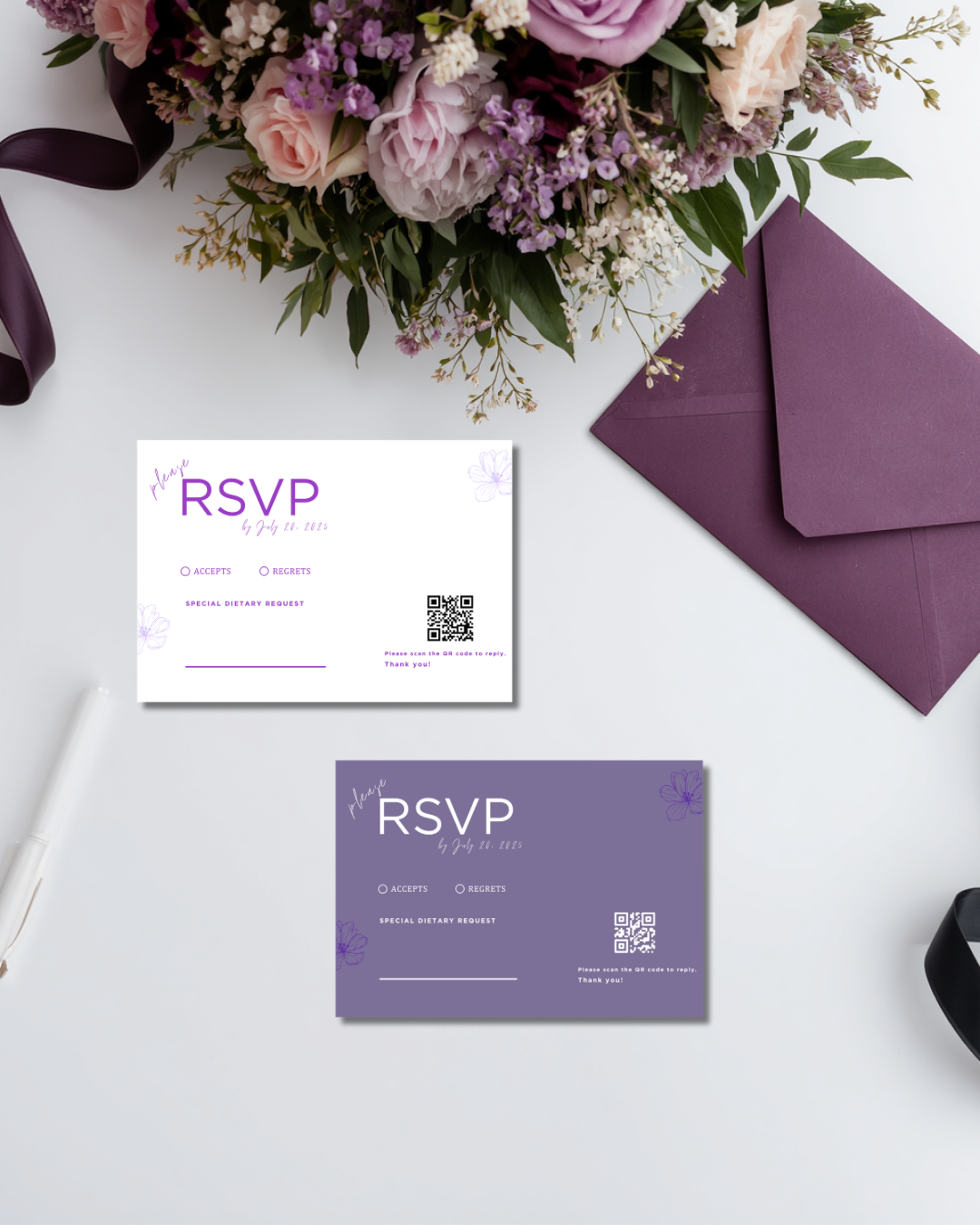 Modern Mauve Wedding Invitation Suite 
