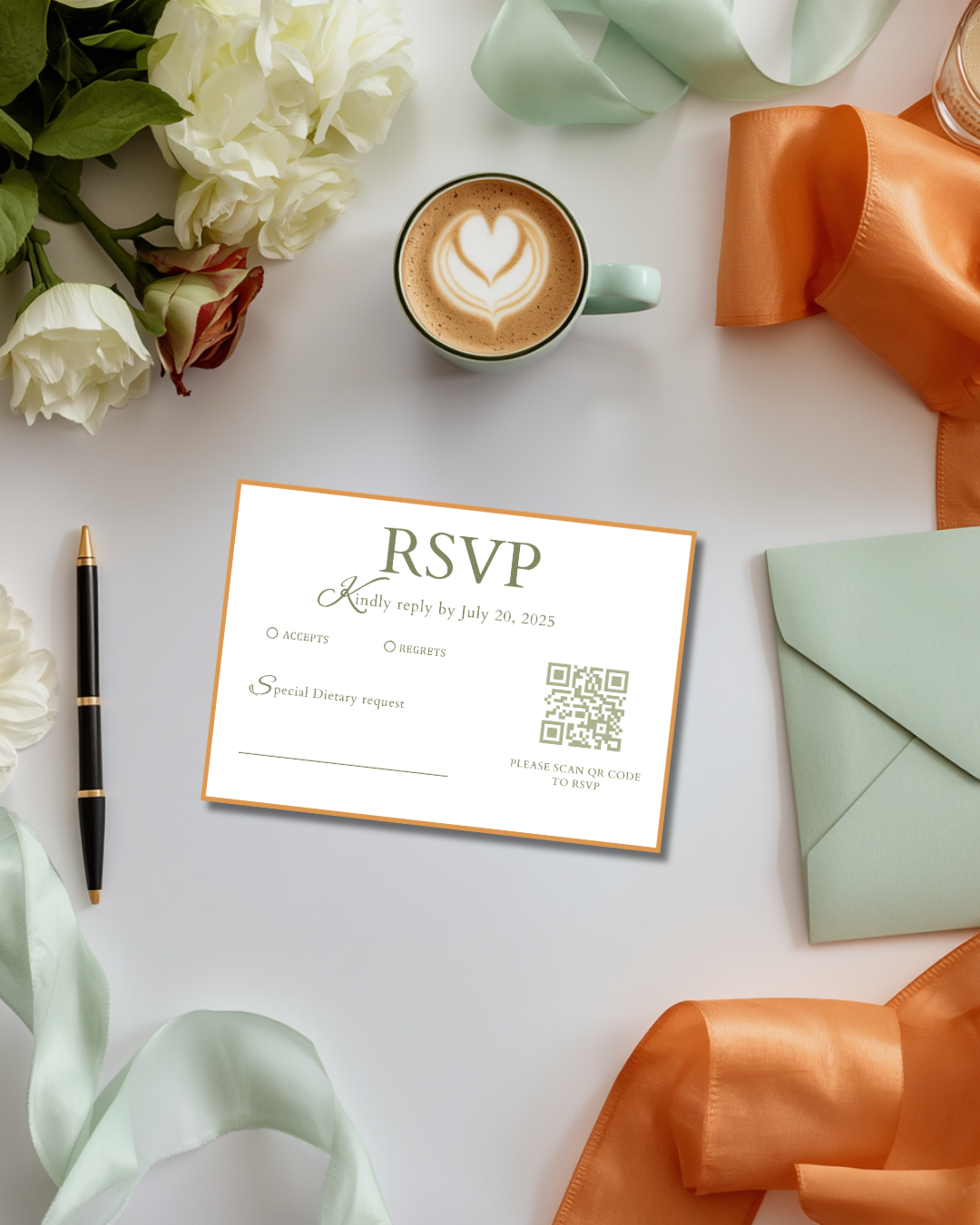 Orange Stripe Wedding Invitation Suite 
