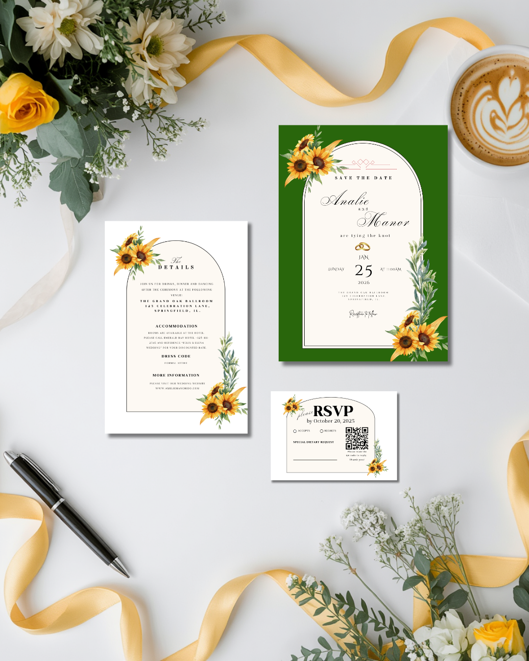 Spring Theme Wedding Invitation Suite 