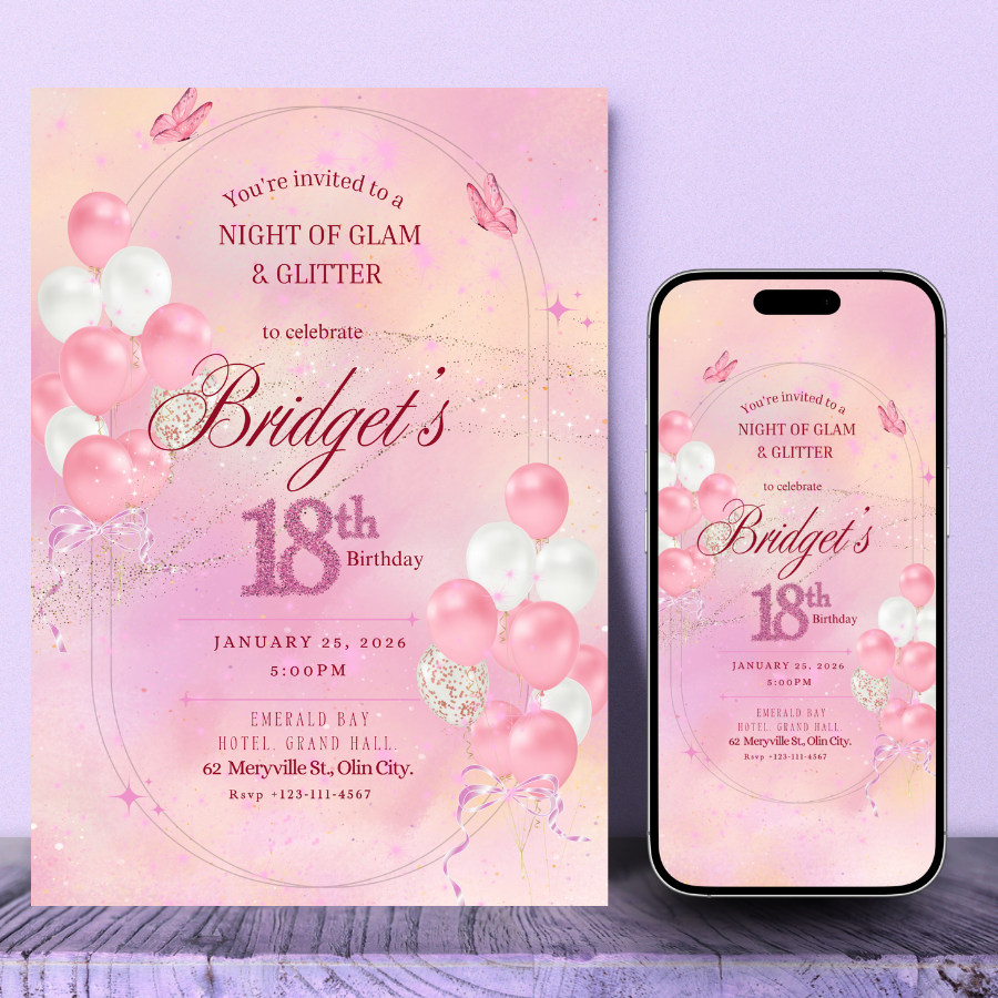 Pink Luxe 18th Birthday Invitation