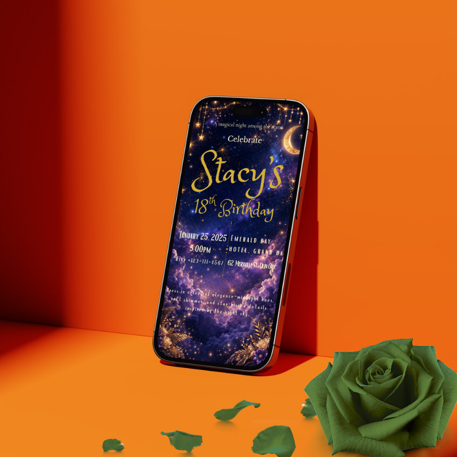 Starry Night Digital Birthday Invitation
