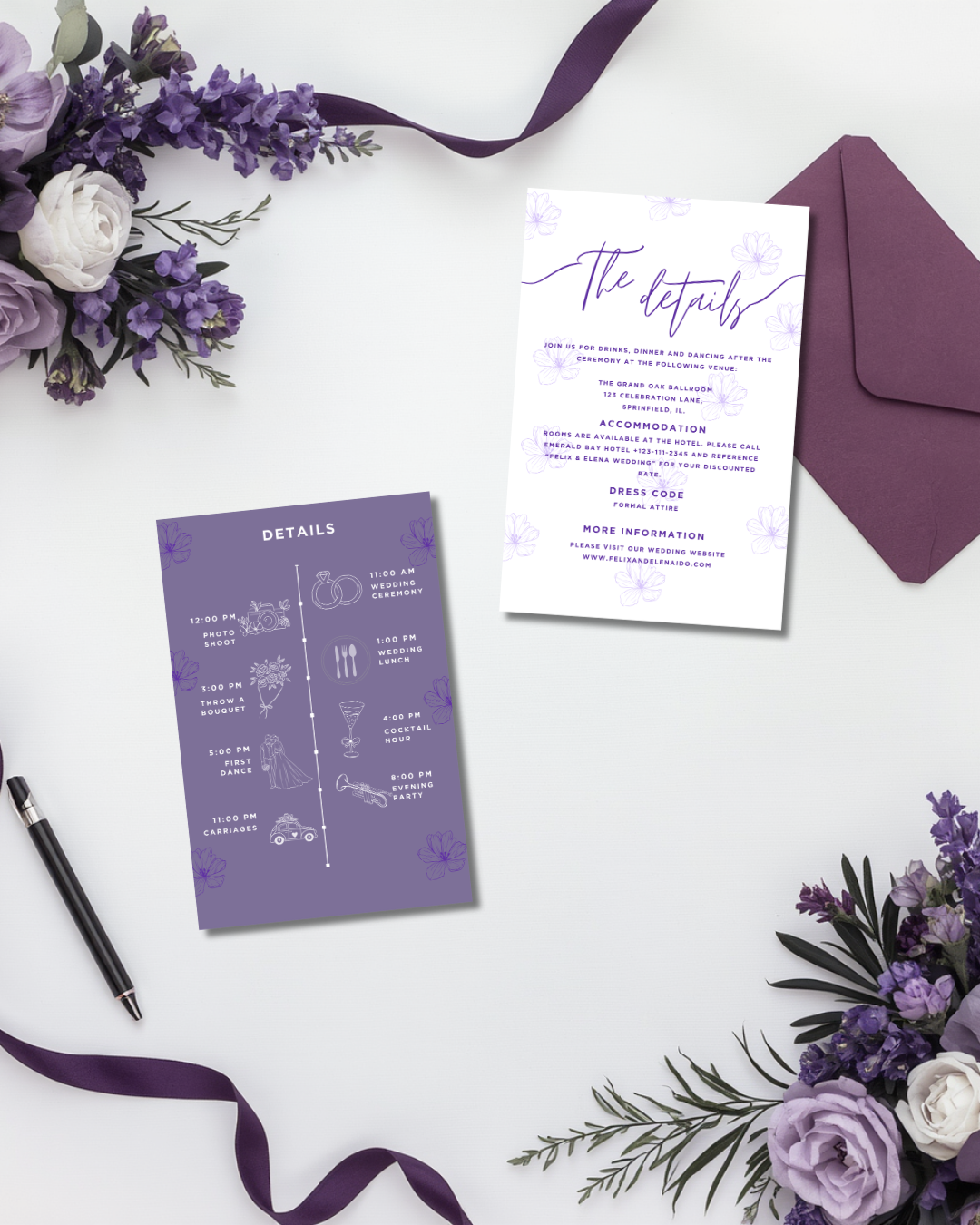 Modern Mauve Wedding Invitation Suite 
