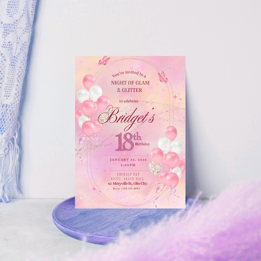 Pink Luxe 18th Birthday Invitation