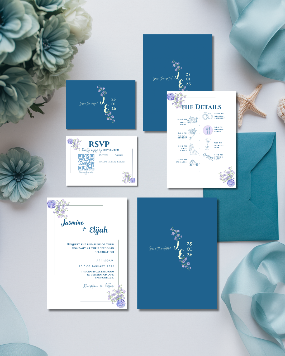 Coastal Theme Wedding Invitation Suite 