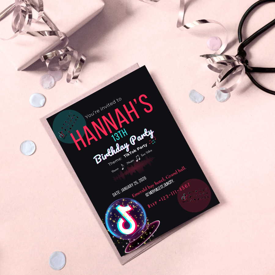 TikTok Birthday Party Digital Invitation