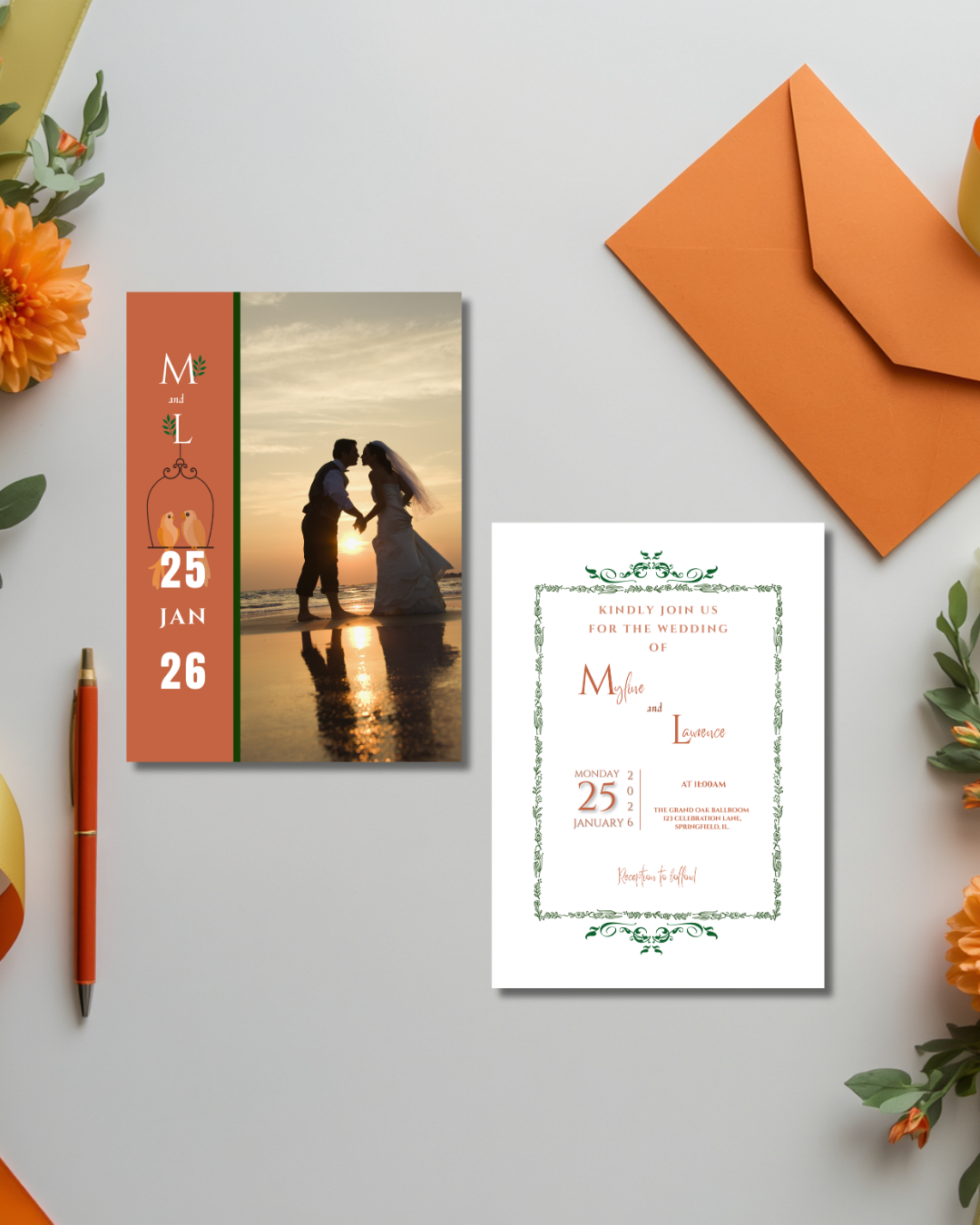 Terracotta Wedding Invitation Suite 
