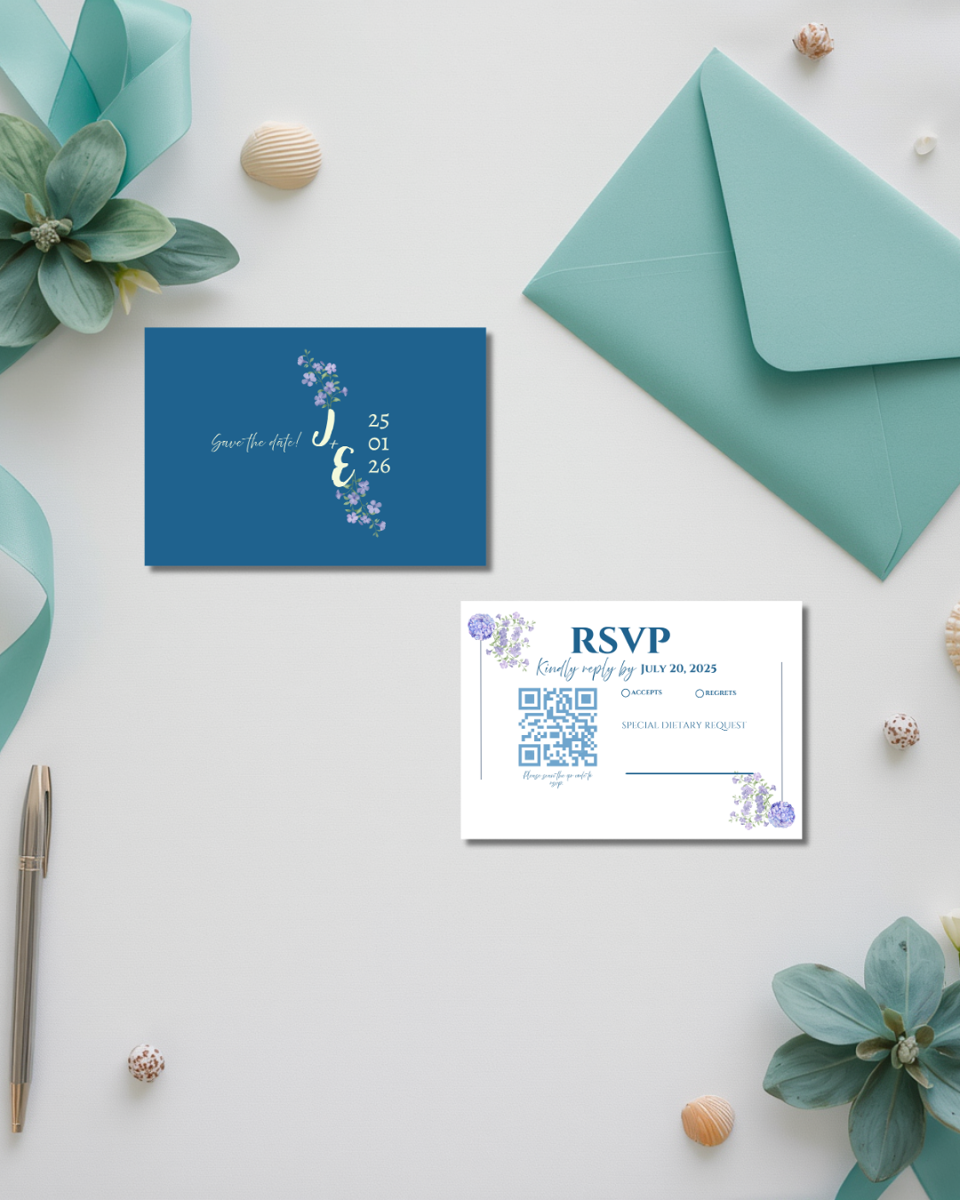 Coastal Theme Wedding Invitation Suite 