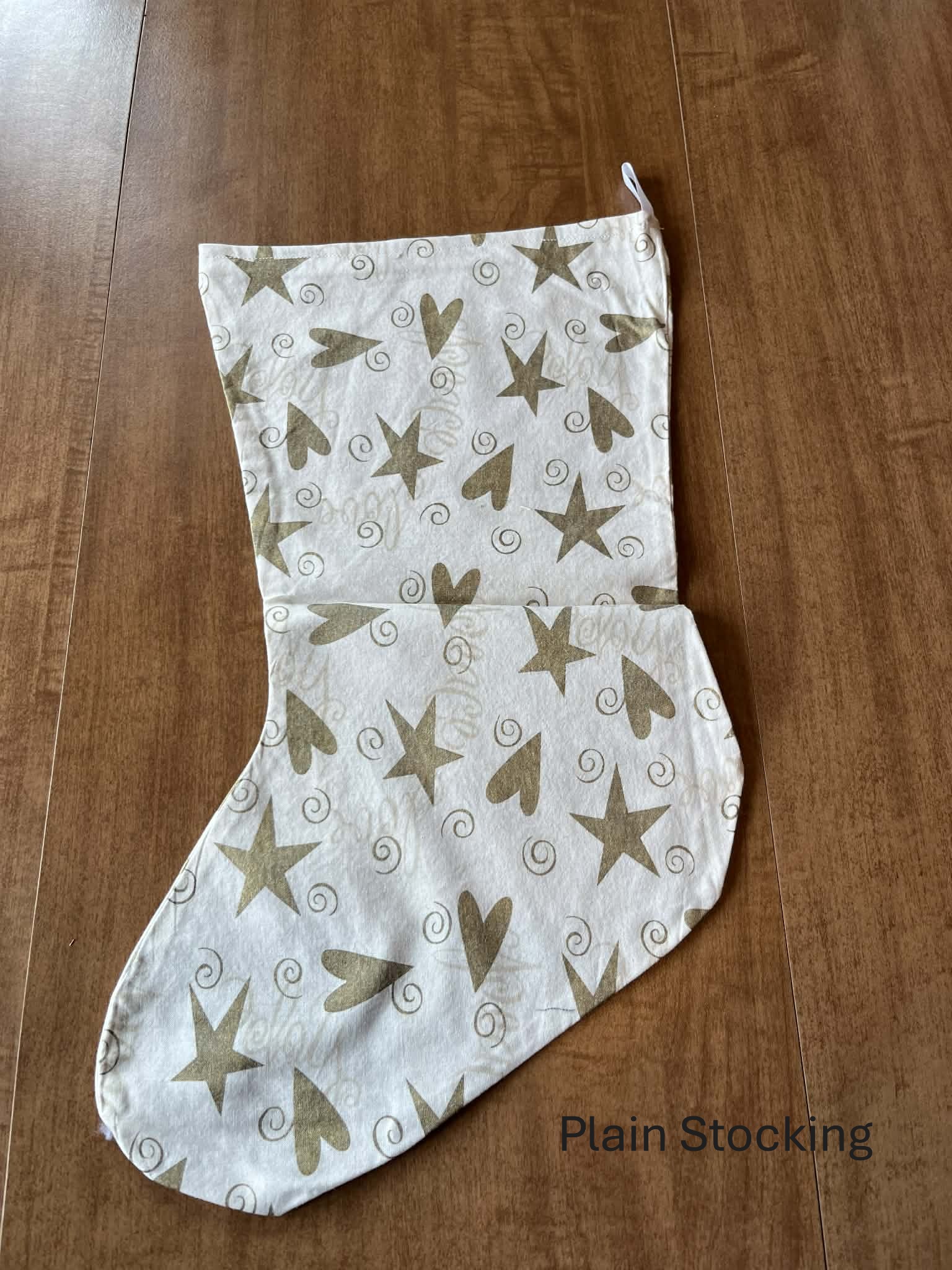 Golden Stars and Hearts Christmas STocking